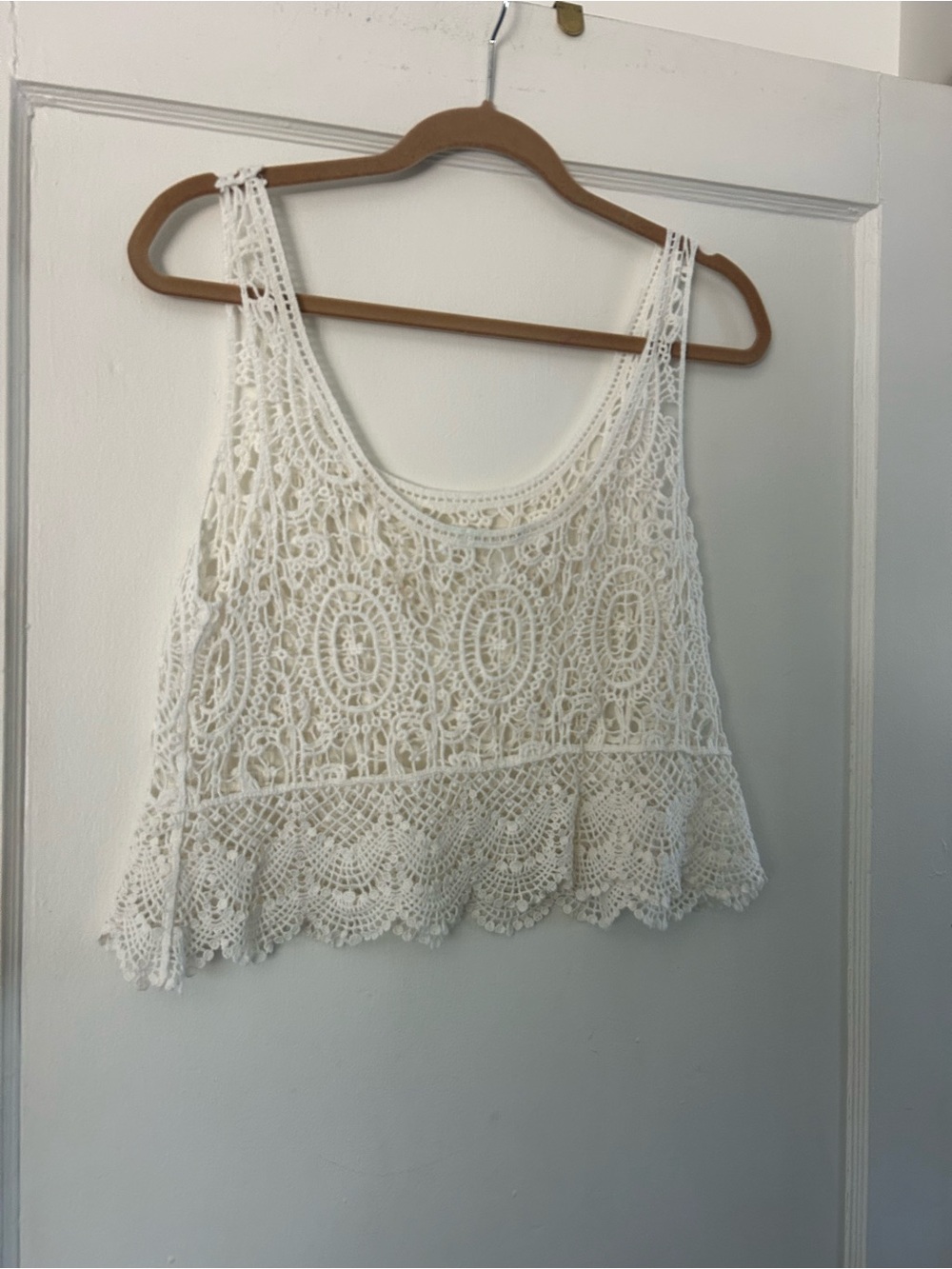 Crochet Lace Tank Top - White